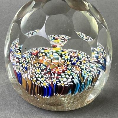 Lot 103 | Faceted Daisy Millefiori Paperweight
