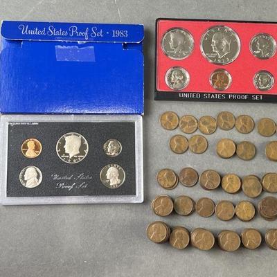 Lot 153 | 1973 & 1983 Proof Sets & Wheat Pennies 1920-58
