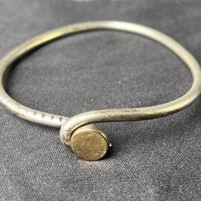 Lot 37 | Sterling Silver & 14K Gold Nail Shaped Bracelet
