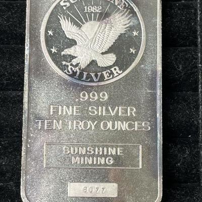 Lot 130 | Silver Bullion 10 Troy Ounces Sunshine Mining
