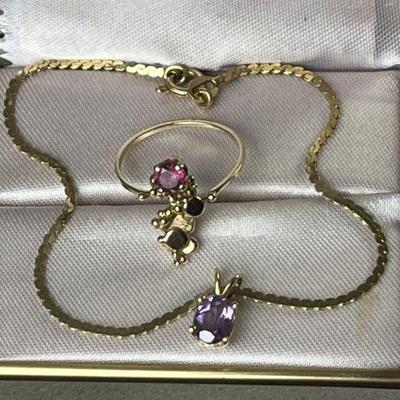 Lot 16 | 14K Italian Bracelet & Semi-precious Stone Ring
