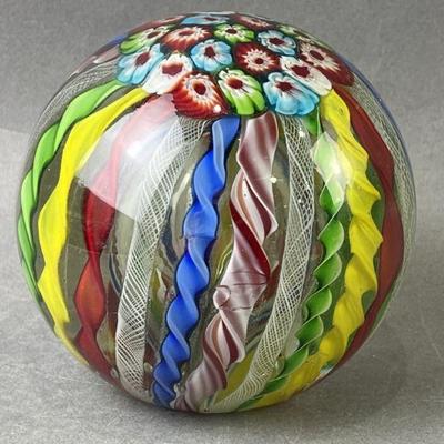 Lot 97 | Murani Latticino Fratelli Toso Ribbon Paperweight
