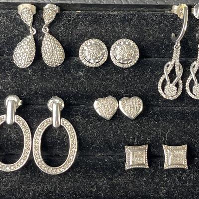 Lot 138 | Sterling Silver & Diamond Earrings
