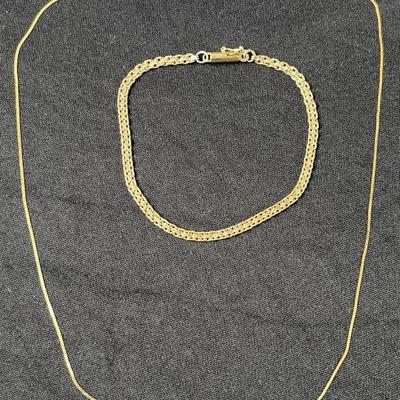 Lot 14 | 14K Gold Chains Necklace and Bracelet
