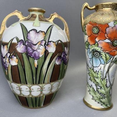 Lot 187 | Art Nouveau Hand Painted Nippon China Vases
