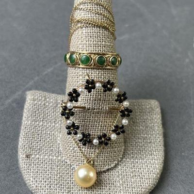 Lot 177 | 14K Gold & Emerald Ring, 14K Pin & Pearl
