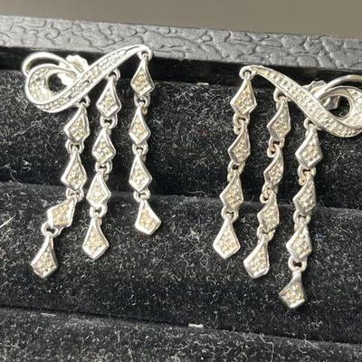 Lot 141 | 10K Dangle Earrings With Diamond Chips
