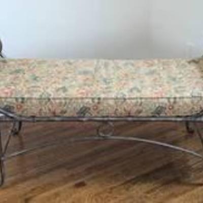 Custom Upholstered Maison Jansen Style Iron Bench.

A sturdy yet elegant piece that appears to be in great condition.

Measures 58” x 20”...