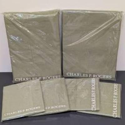 New Charles P Rogers Duvet and Linens. Includes four pillowcases and a bed skirt.