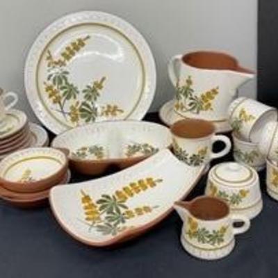 Vintage Mid Cetury Stangl Pottery Golden Blossom Dishware Grouping 