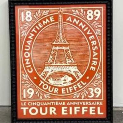 Framed Eiffel Tower Anniversary Print 

Fun graphics! 

Measures 24” x 30.5” 