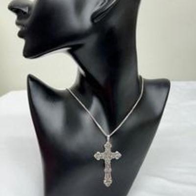 Vintage Sterling Cross Necklace 

The sterling chain measures about 22 inches long. 