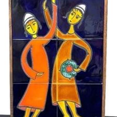 Vintage Ein Reb Israel Handcrafted Tile / Mid Century Tile Art by Dina Original 

Measures 12.5” x 19”