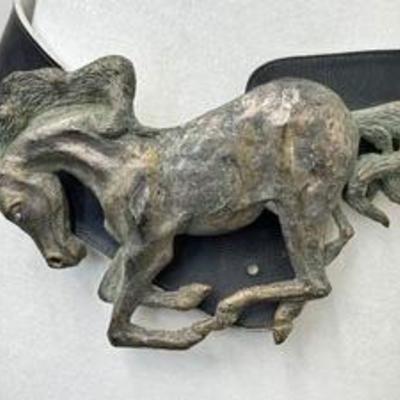 Vintage Large Laloon Horse Belt Buckle 

What a fun statement accessory piece! Wow!!

The horse itself measures about 9” with the belt...