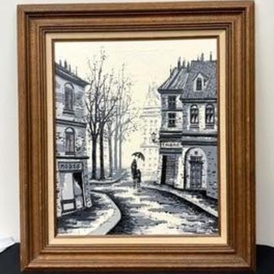 Framed Vintage Black and White European Painting 

A striking piece of art! 

Measures 28” x 32” and signed Phillips 
