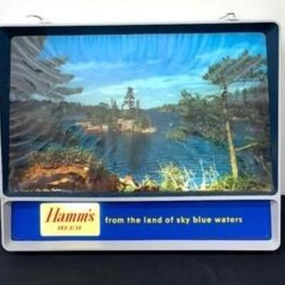 Hamm's Beer From the Land of Sky Blue Waters Illuminating Sign 

Measures 11 x 18 x 4 inches. In working condition 