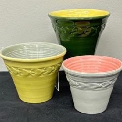 Three Petite Vintage Red Wing Pottery Planters 
