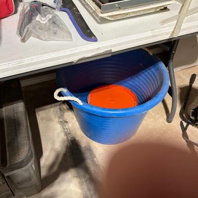 Blue kids storage barrel. 