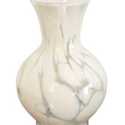 Lot 124 
Art Glass White and Clear Swirled Vase