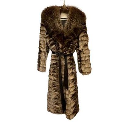 Lot 155  
Vintage Birnbaum's Raccoon Fur Coat with Leather Belt