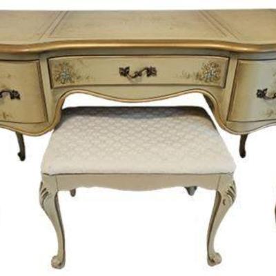 Lot 043   
French Provincial Vanity Desk and Bench Seat