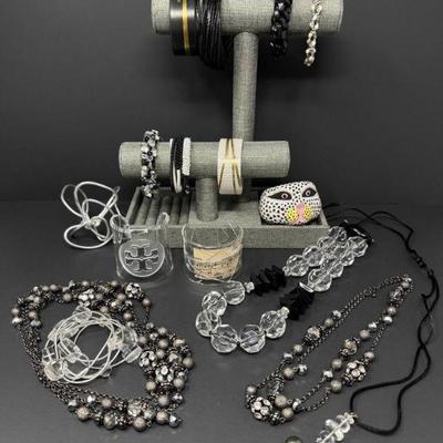 Tory Burch Lucite Cuff, Miravidi Bracelet, FIOCCHI Italy Necklace +	