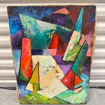 Original Abstract Painting On Canvas Signed by Artist S. Miriam	