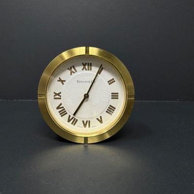 Tiffany & Co. Solid Brass Swiss-Made Quartz Desk Clock	
