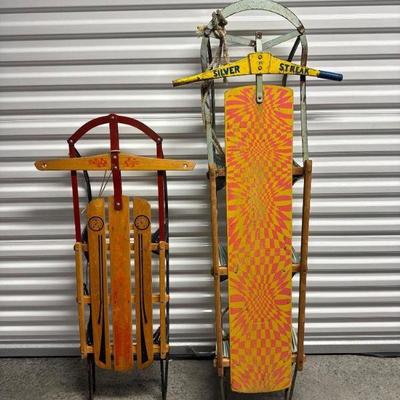 Vintage Sled Pair: Paris Champion & Silver Streak	