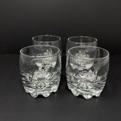 Vintage Sonics Glasses, Set of 4 - Clear Glass w/ Embossed Logo	