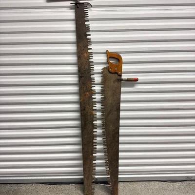 Pair of Vintage Antique Crosscut Saws	