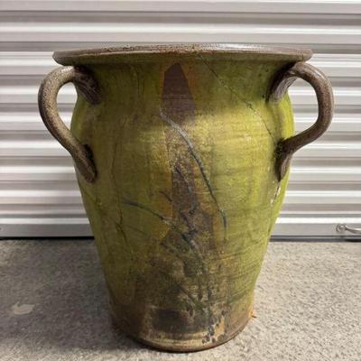 Massive Rustic Green Pottery Vessel	
