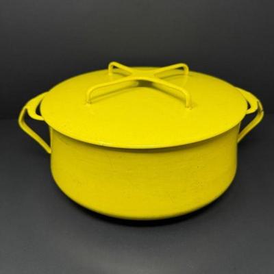 MCM Dansk Kobenstyle Yellow Enamelware Casserole - Made in Denmark	