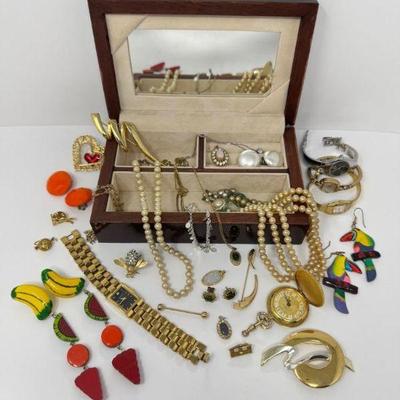 Retro & Stylish Collection of Costume Jewelry + Box	