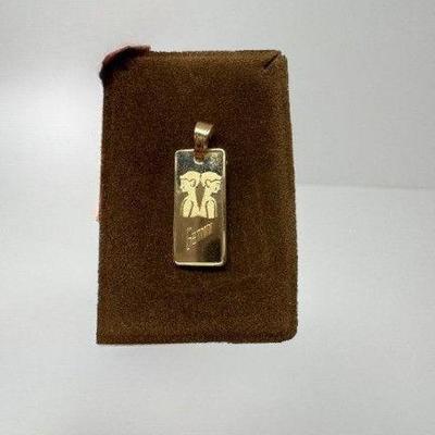 14K Gold Gemini Zodiac Bar Pendant, Australian Made (Approx. 2.7g)	