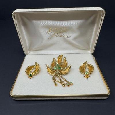 Patricia Jewelry Set in Gold-Tone & Emerald Green Accents	