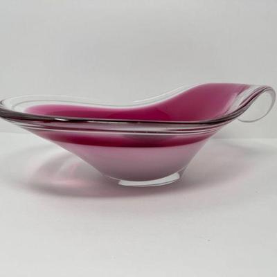 Retro Design Blown Art Glass Bowl, Signed By Artist	