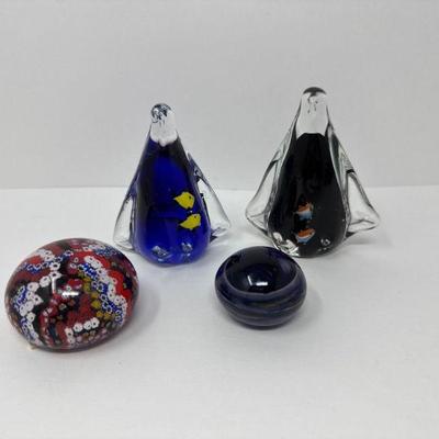 Colorful Murano & Blown Glass Penguins	