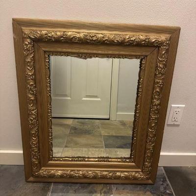 Antique Gilded Wood Frame Mirror	