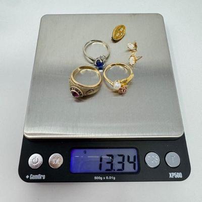 Mixed 10k Gold Jewelry:Opals,Diamonds,& Colorful Stones	