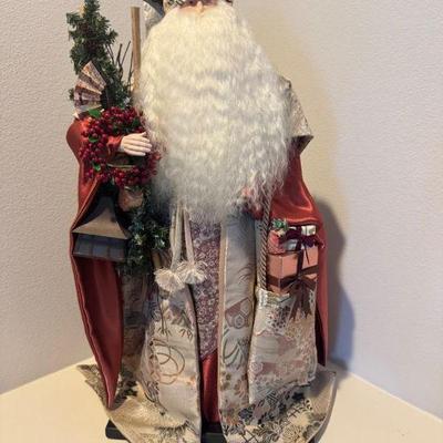 Unique Collector's Item: Custom-Made Standing Santa in Antique Kimono	