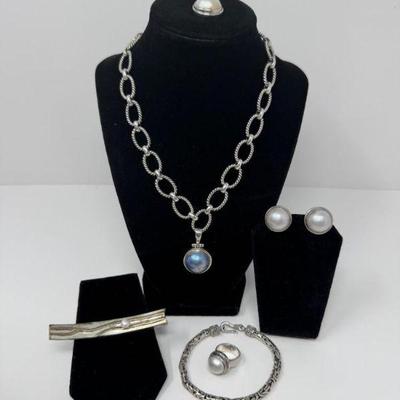 Sterling Silver & Pearl Ensemble (Approx. 163.13 grams)	