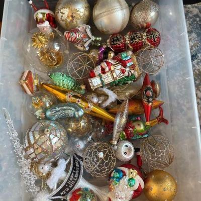 Bin Full of Glass Ornaments: Vintage Glass Tree Ornament Ball & More	