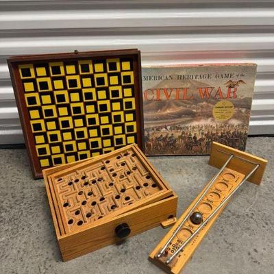 Vintage Civil War & Board Games Set: Strategy, Labyrinth, & More	