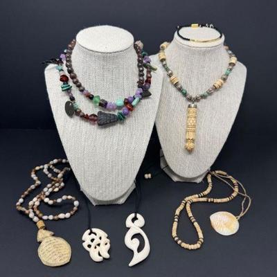 Necklaces w/ Amethyst, Malachite, & Turquoise in Unique Designs	