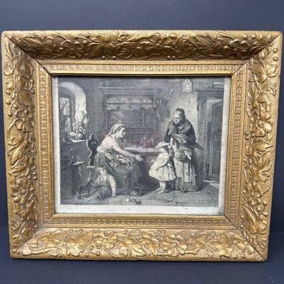 Vintage Print Of "The Visit of the Foster Child, 1878" By M. Ritscher	