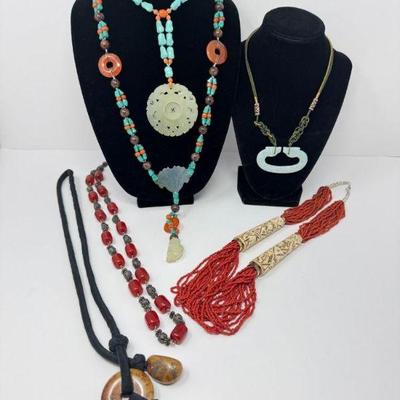Assortment of Beaded Necklaces & Asian-Inspired Gemstones	