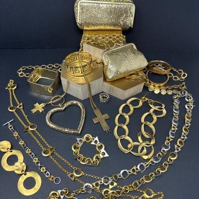 Vintage Style Gold-Tone Jewelry Lot: Necklaces, Bracelets, & More	