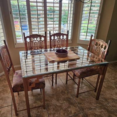 Unique Copper Table With Copper Chairs 