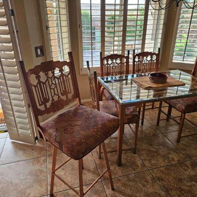 Unique Copper Table With Copper Chairs 